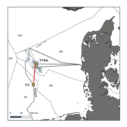 Illustration of the placement of the gas pipeline on a map